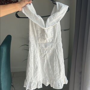 Guess White Eyelet Ruffle Dress